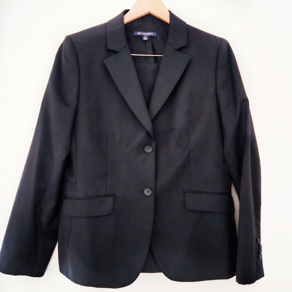 Brooks Brothers 346 Women's Wool Black Lined Blazer Classic Fit Size 14